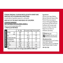 Strong Original Flavour Soft Soothing Pastilles with Honey & Menthol, 12 Pastilles