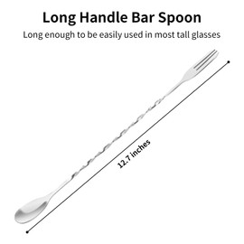Bar Spoon Cocktail Mixing Spoon - Cuttte 2pcs Cocktail Stirrers Long Handle 12.7 Inches, Stainless Steel Long Drink Stirrers with Trident Tip