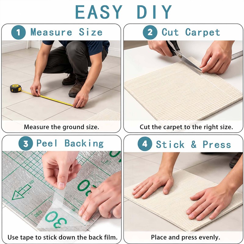 12x12 Inch Peel and Stick Carpet Tiles with Soft Pad,
