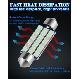 iFunyLED 578 LED Bulbs 41mm 42mm 1.61inch 211-2 212-2 569 6411 Super Bright 420LM 3030 Chipsets LED Replacement for Car Interior Dome Door Map Trunk License Plate Light, 6500k Ice Blue (Pack of 4)