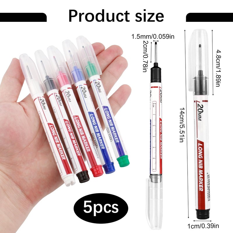 Pack of 5 Deep Hole Markers, 20 mm Drill Hole