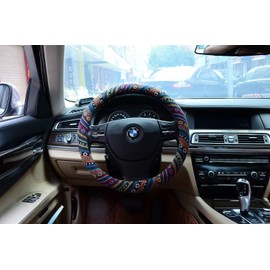 Valleycomfy Boho Steering Wheel Covers for Women Cloth Bohemian Universal 15 inch Baja Blanket Enthic