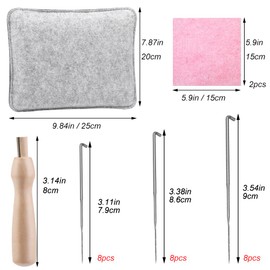 BUOKKON Needle Felting Pad, Grey Needle Felting, Felting Mat, Needle Felting Kit with Felting Needles Wooden Needles Handle Finger Cot for Felting Project 9.84 x 7.87 x 1.38 Inch