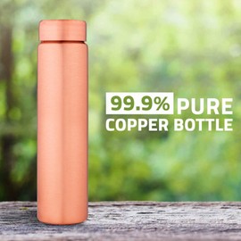 NORMAN JR Copper Water Bottle 550ml - Gift Box of 3, Slim Plain, an Ayurvedic vessel made from pure copper - helps you drink more water, with many health benefits