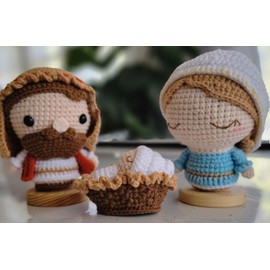 Crochet Nativity, 3pc Christmas Nativity set Mary Joseph, Jesus