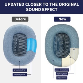Damex Updated Ear Cushions for airpods max Headphone, mesh Fabric Replacement earpads, Noise Cancellation Mode and Transparency Mode Sound Closer to The Original (Blue)