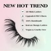 10PCS Cat Eye False Eyelashes,Fluffy Fox False Eye Lash,D Curled