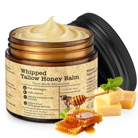 Beef Tallow Honey Balm for Skin: Grass-Fed Tallow Moisturizer with Manuka Honey - Olive Oil & Jojoba Oil & Shea Butter - Face and Body Balm for Dry & Sensitive Skin(4 oz)