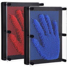 Jenaai 2 Pack Large 3D Pin Art Toy 8 x 6 Inch Plastic Pin Art Board Sensory Toy Intellectual Fun Impression Toy for Boys Girls Adult Creative Fidgets Christmas Birthday Gifts (Classic Red and Blue)