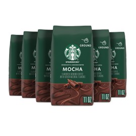 Starbucks Ground Coffee, Mocha Flavored Coffee, Naturally Flavored, 100% Arabica, 6 bags (11 oz each)