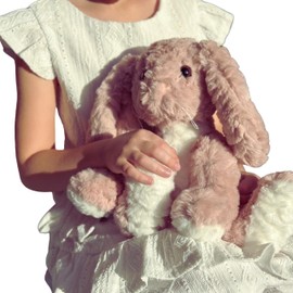 Laila and Lainey Bunny Stuffed Animal - 10.5 Inch Tall Pink Bunny Plush, Weighted Bottom for Independent Sitting, Safety Certified Rabbit Stuffed Animal