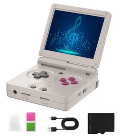 RG35XXSP FILP Retro Game Console,3.5 Inch IPS Screen 640x480,Built-in 64GB+128GB TF Card,with 3300mAh Battery Linux System Classic Game Console,Support HD and TV Output Casual Game Console(Gray)