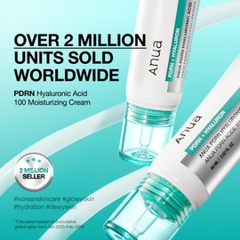 Anua PDRN Hyaluronic Acid 100 Moisturizing Cream, Lightweight, Non-Greasy Hydrating Face Moisturizer with Salmon DNA for Glass Skin, Korean Skincare (2.02 fl oz)