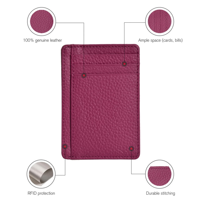 Real Leather Slim Minimalist Wallet for Men and Women -RFID