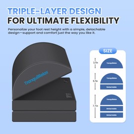 TranquilRelax Foot Rest for Under Desk at Work, Gaming Accessories Foot Stool with 3 Adjustable Heights & Washable Cover, Comfortable Office Desk Accessories, Footrest for Office, Home and Car (Gray)