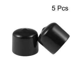 sourcing map 5pcs Rubber End Caps 26mm ID Vinyl Round Tube Bolt Cap Cover Screw Thread Protectors Black