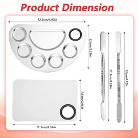 2 Set Metal Makeup Mixing Palette with Spatula, Stainless Steel Cosmetic Artist Tool Palette Reusable Beauty Tools for Foundation Mix, Facial Cosmetic, Nail Art (Sliver)