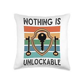 Locksmith Locksmithing Lock Pick Apparel Locksmith Nothing is Unlockable Pick Tools Throw Pillow, 16x16, Multicolor