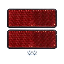 X AUTOHAUX 2 Pcs M6x1.0 Red Plastic Universal Rectangular Screw Mount Reflective Warning Reflector for Motorcycle Bike