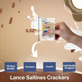 Lance Saltines Crackers (75 Packs) individually wrapped, 2 Cracker Pouches - Ideal for Snacks, Toppings, Dips, Soups, Salads & More - Perfect for travel, Picnics, Parties, Camping, Road Trips, Office Snacks - Bundle with The Grocery Guys Microfiber Clean