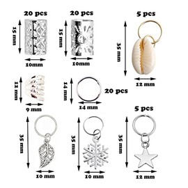 100 Pieces Dreadlocks Loc Hair Jewelry for Women Braids Hair, 20 Pieces Loc Jewelry Accessories for Braiding Hair, Big Silver Braids Hair Rings for Dr