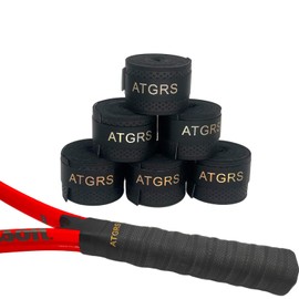ATGRS Tennis Grip Embossing Top Absorb Moisture Racquet Grip Tape Advanced Elasticity Anti-Slip Overgrip for Tennis Badminton Racquetball Grip Squash Racquet (Embossing-Black6pcs)