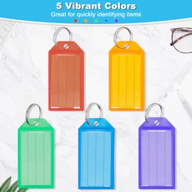 AiQInu Key Fob Can Be Written On with Writeable Labels, 5 Colours Key Tags with Ring Key Tags for Labelling for Suitcases Pets Luggage Items