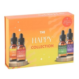 Essential Oils Set - 4x10ml Blended Oils with Dropper Lids - Happy Vibes, Creative Space, Positive Energy & Real Calm - Uplifting Scents for Diffusers, Massage, Relaxation & Mood Boosting