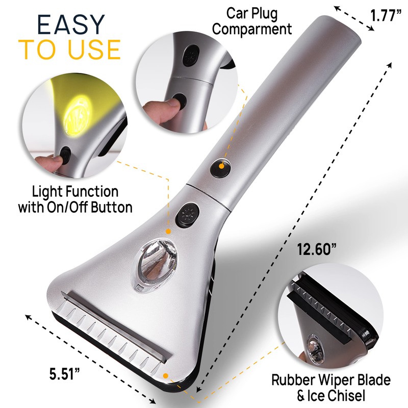 VaygWay Electric Heated Car Window Snow Ice Scraper with Light