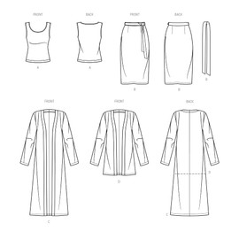 Simplicity Women's Sleeveless Knit Top, Cardigan and Skirt Sewing Pattern Kit, Code S9717, Sizes 20W-22W-24W-26W-28W, Multicolor