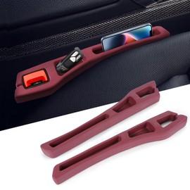 Hovom 2PCS Car Seat Gap Filler Organizer, Multi-purpose Automotive Seat Gap Storage Organizer for Key Phone Card, Auto Seats Crevice Filler Stop Things from Dropping, Car Accessories (Red)