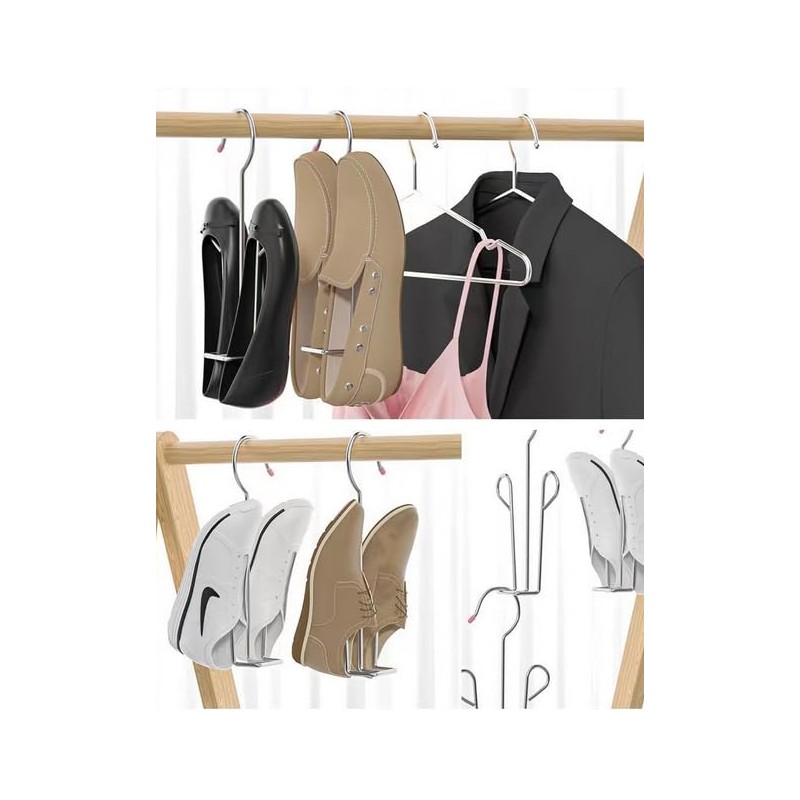 Leoyoubei 10 Pack Stainless Steel Shoes Hanger Drying Rack for