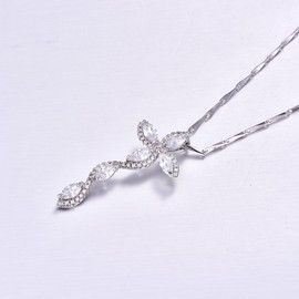 Merthus 925 Sterling Silver Love Journey CZ Cubic Zirconia Cross Necklace Chain Faith Keepaske Pendant God Charm for Women