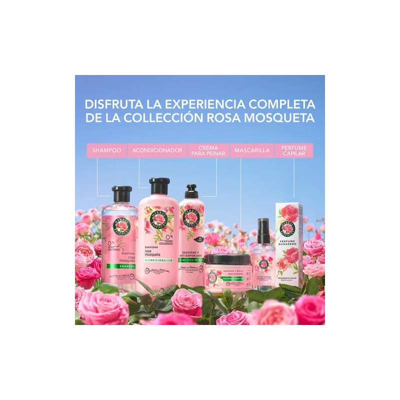Shampoo Suavidad Rosa Mosqueta Herbal Essences para más brillo y