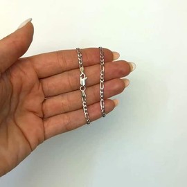 925 Sterling Silver 2.7mm Figaro Chain Necklace 16"-24", 16"