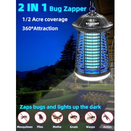 Bug Zapper Outdoor Indoor, 4200V Electric Mosquito Zapper Outdoor with LED Light, Electric Fly Zapper, Fly Traps, ABS Plastic, Plug in Mosquito Killer for Patio, Yard, Garden, Home