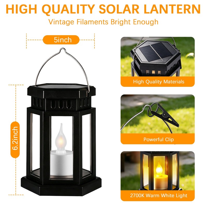 Solar Lanterns Outdoor Waterproof Lights, RGB Color Changing Light 2pack