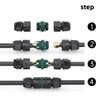 IP68 Waterproof Cable Connector 3-Pin Earth Cable Connection Sleeve for