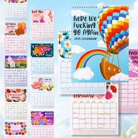AKONE Here We Fu-cking Go Again Calendar 2025, Funny Wall Calendar 2025, 12 Month Calendar 2025, Here We Fu-cking Go Again Calendar, 2025 Multipurpose Wall Calendar for Planning and Home Decoration