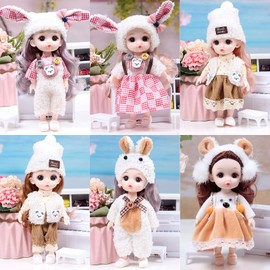 Sufeasdf 6 Pcs 6 Inch Princess Girl Mini Cute Dolls, Sister Small Princess Dolls, Miniature Dolls Little Girl for 3+ Year Old Girls