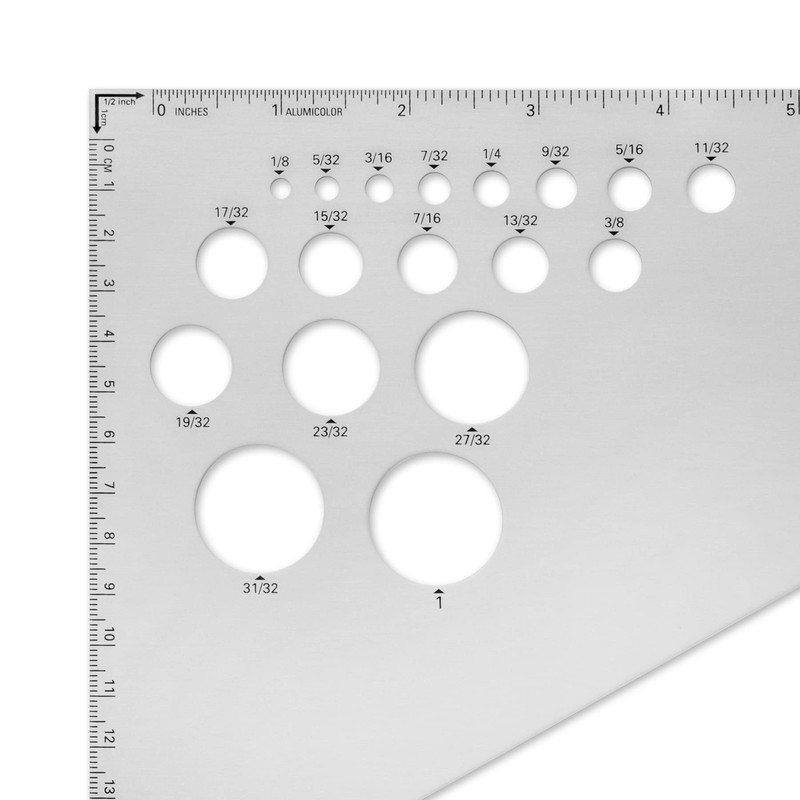 Alumicolor Aluminum 12 Inch Calibrated Drafting Triangle, 30/60/90 Degree