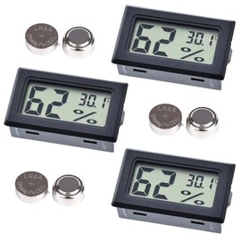 Tonia 3 x Digital Temperature and Humidity Meters, Thermo-Hygrometer with LCD Display, Accurate Sensor for Incubators, Outdoor, Greenhouses and Reptiles (3 Pack)