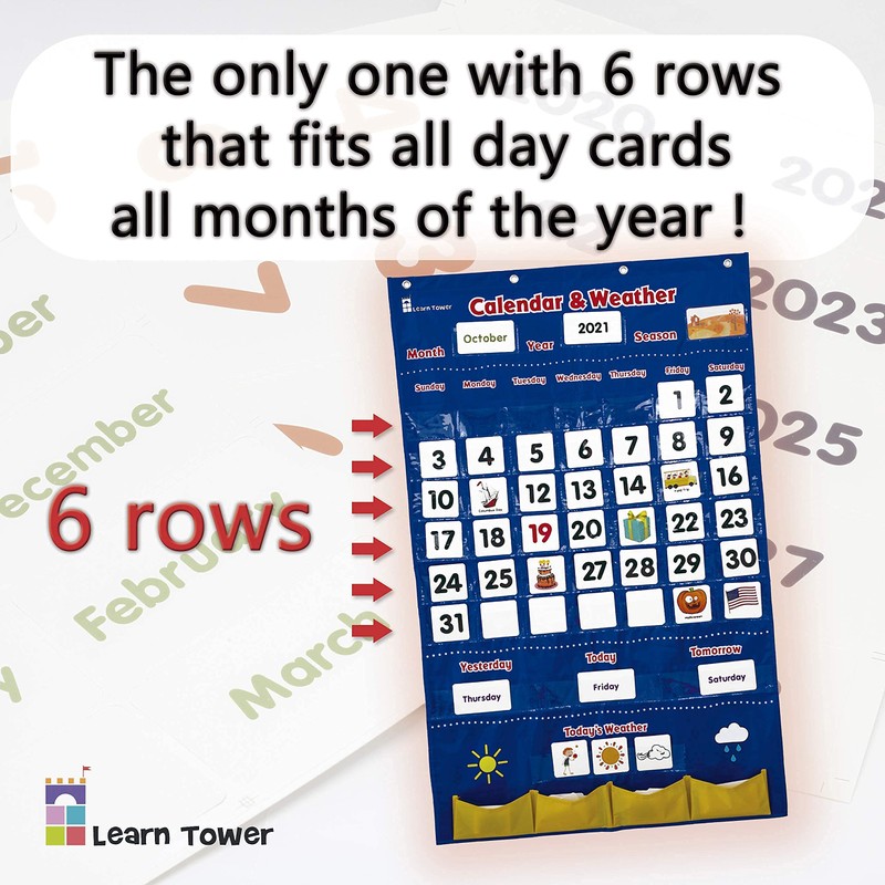 Calendar and Weather Pocket Chart for Kids Learning from Home
