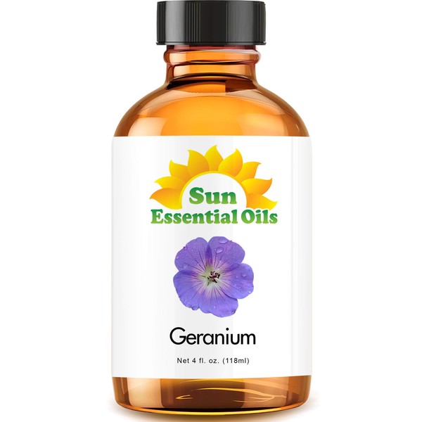Sun Essential Oils 4oz - Geranium Essential Oil - 4 Fluid Ounces