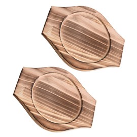 UPKOCH 2pcs Korean Dolsot Stone Bowl Wood Base Bibimbap Bowl Wood Mat Hot Pot Trivet Underliner Casserole Pot Tray Heat Resistant Coaster for Home Dolsot Pot 21.4 * 17.4 * 1.6cm