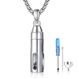 praymos Customized Cremation Jewelry Urn Necklace for Ashes Pendant Hollow Cylinder Keepsake Memorial Lockets Ashes Holder for Women Men Pet (Paw Cylinder Urn)