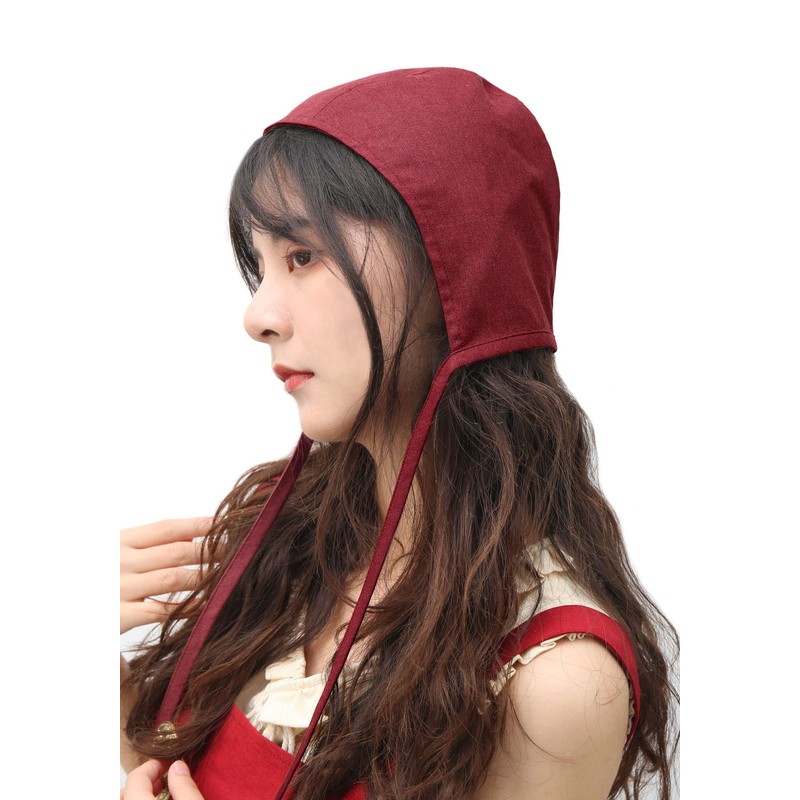 KUOIN Medieval Coif Cap Women's Victorian Hat Colonial Cosplay Headwear