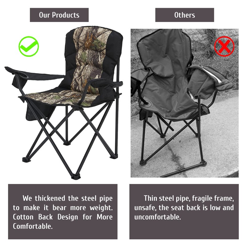 MaiuFun Oversized Camping Chair Folding Heavy Duty Quad Outdoor Large