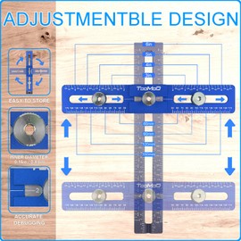 TOOMOD Cabinet Hardware Doweling Jig ，Adjustable Cabinet Template Tool for Drawer Handles, Pulls, and Knobs with Drilling Depth Gauge (SAE&METRIC), Punch Locator Drill Guide and Alignment Hole