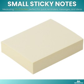 1InTheOffice Small Sticky Notes 1.5 x 2, Self-Stick Note Pads, Yellow, 100-Sheet 24/Pack